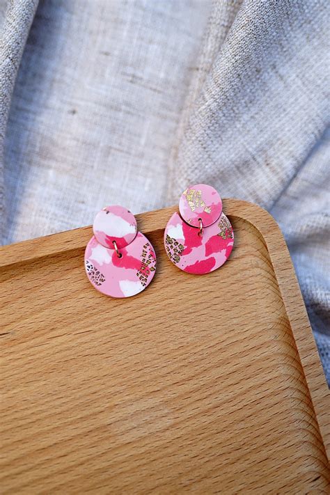 Clay Earrings Stud Cute Sweet Pink Aesthetic Hip Boho Jewelry on Luulla