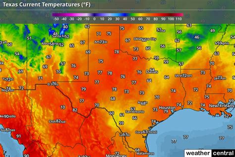 Texas Current Temperatures Map