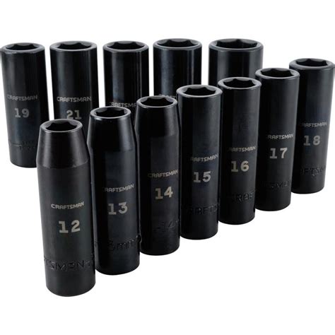 CRAFTSMAN 12-Piece 1/2-in Drive Deep 6-Point Metric Impact Socket Set ...