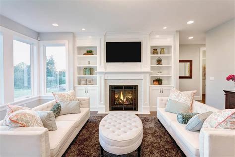 Living Room Setup With Tv Above Fireplace | Cabinets Matttroy