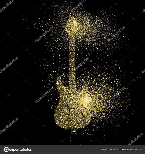 Electric Guitar gold glitter art concept symbol — Stock Vector ...