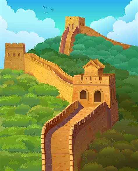 The great Wall of China. Vector illustration. 3126235 Vector Art at ...