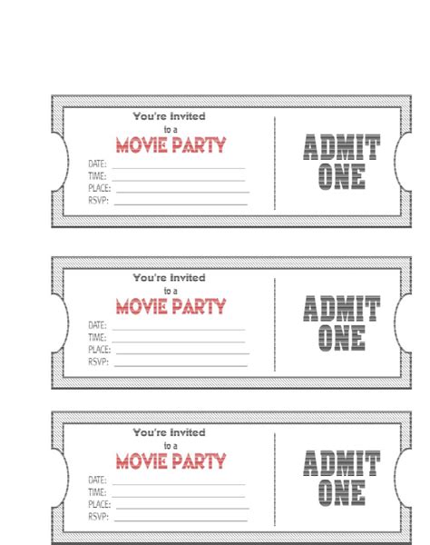 Movie Ticket Party Invitation Template Free Download