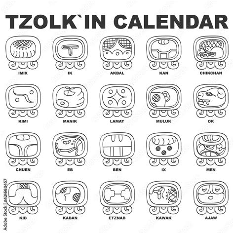 Mayan Calendar Symbols Vector