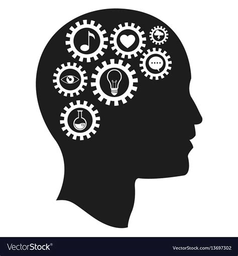 Head brain gears intelligence media Royalty Free Vector