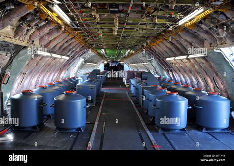 Airbus A380 interior during testing showing ballast weights to simulate ...