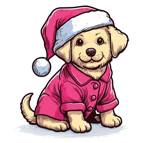 Beautiful Dog Wearing Santa Hat Clipart - Ai Generative 33860511 PNG