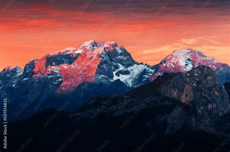 Dolomites sunrise Stock Photo | Adobe Stock