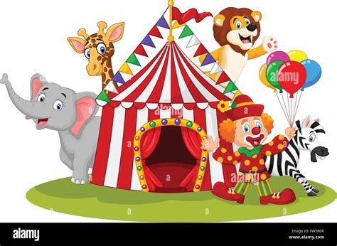 Cartoon happy animal circus and clown Stock Vector Image & Art - Alamy