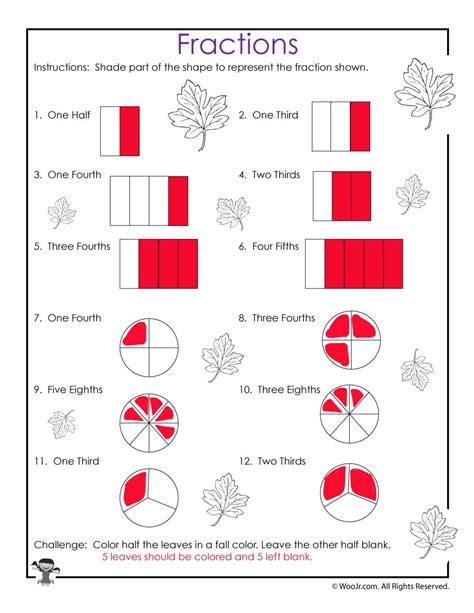 Visual Fractions Worksheet - ANSWERS | Woo! Jr. Kids Activities ...