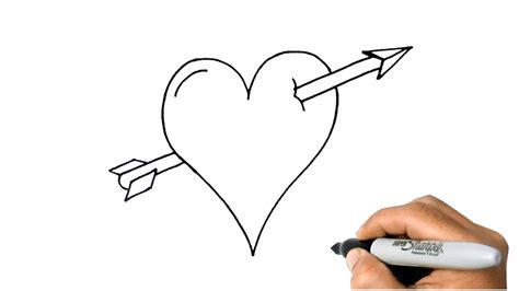 How To Draw A Love Heart With An Arrow Through It