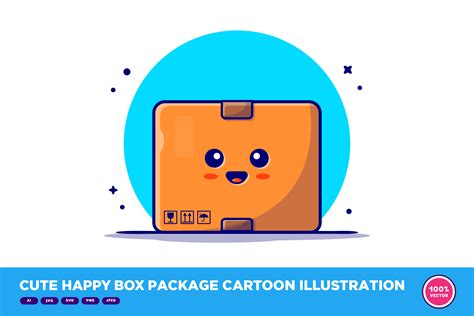 Cute Happy Box Package Cartoon Graphic by catalyststuff · Creative Fabrica