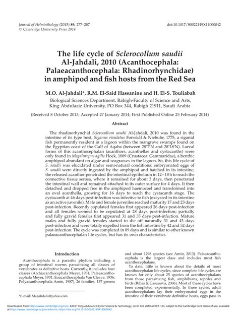 (PDF) The life cycle of Sclerocollum saudii Al-Jahdali, 2010 ...