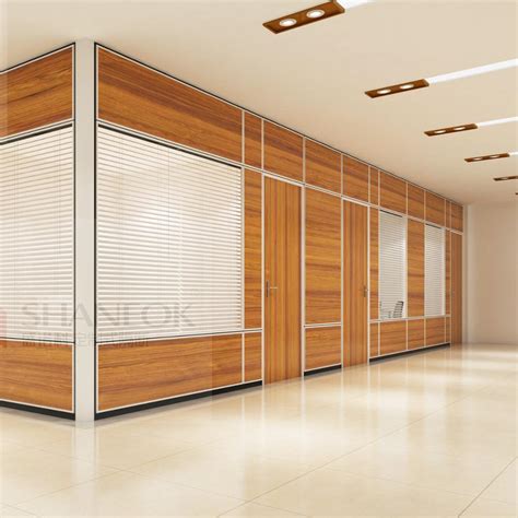 Decorative Office Half Glass Wall Partition, MDF Office Partition Wall ...