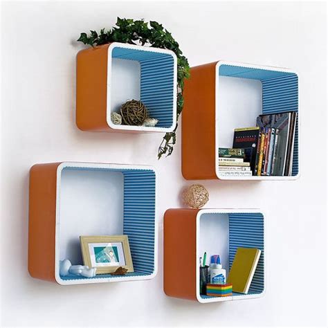 Orange & Blue Strip Square Leather Wall Shelf / by onitiva on Etsy ...