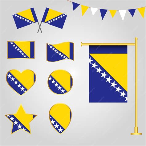 Premium Vector | Vector collection of bosnia flag emblems and icons in ...