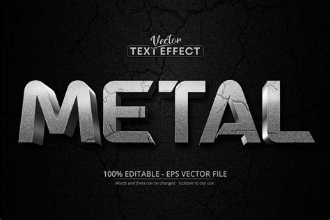 Metal text, textured silver color style editable text effect (1083019 ...