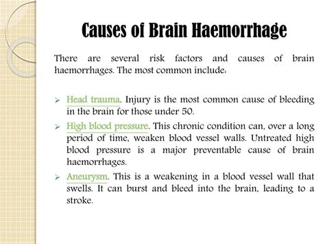 PPT - Brain Hemorrhage (Bleeding): Causes, Symptoms, Treatments ...