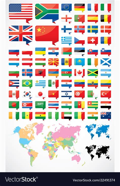 Flags and world map Royalty Free Vector Image - VectorStock