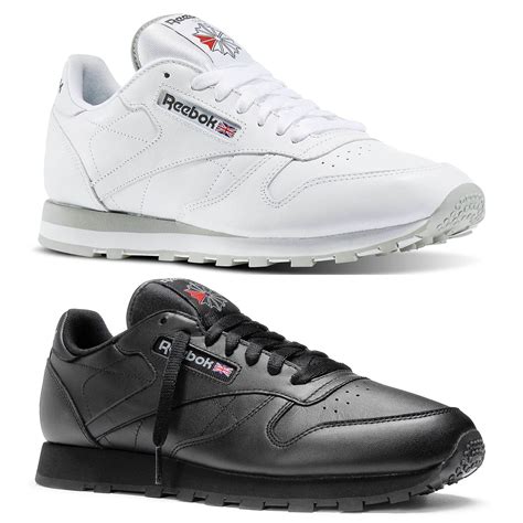 REEBOK MEN'S CLASSIC LEATHER TRAINERS WHITE BLACK 2214 2267 SNEAKERS ...