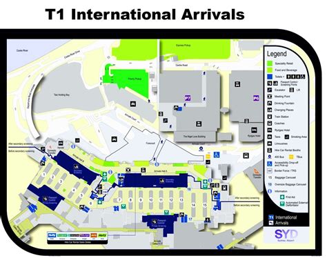 Terminal 1 map at the Sydney Airport SYD