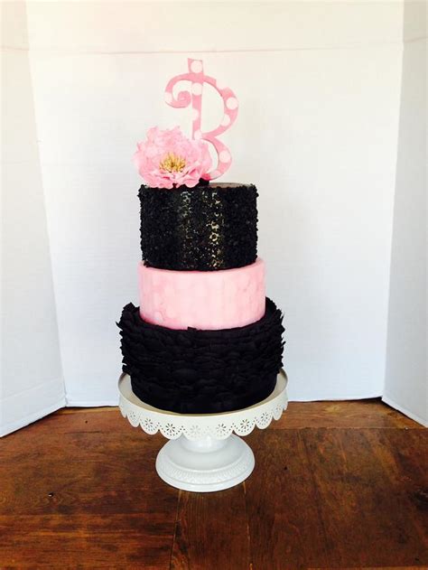 Black & Pink Birthday Cake - Cake by SugarBritchesCakes - CakesDecor