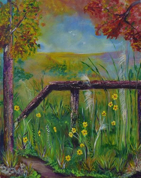 View from the broken Fence Painting by Evi Green - Fine Art America