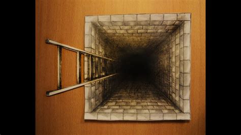 How To Draw Deep Hole From 3d Cubes One Point Perspective Optical ...