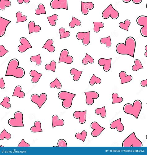 Seamless Pattern. Pink Hearts on White Background Stock Vector ...