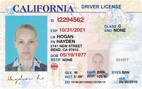 California Drivers License Template Editable Free