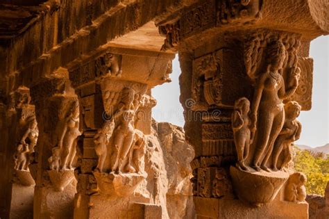 Ellora Cave Sculptures stock photo. Image of site, family - 67448260