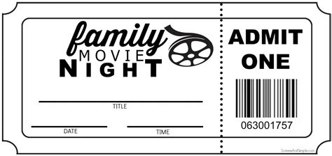 Family Movie Night Invitation+Tickets - Somewhat Simple