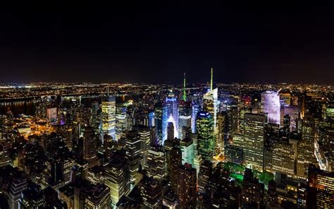 Premium Photo | Times square panorama aerial view at night