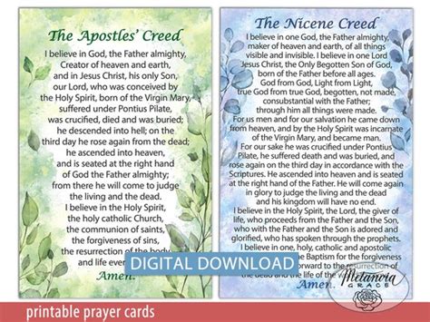 Nicene Creed Apostles Creed I Believe in God Prayer Creed | Etsy