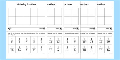 Ordering Unit Fractions Worksheet (teacher made)