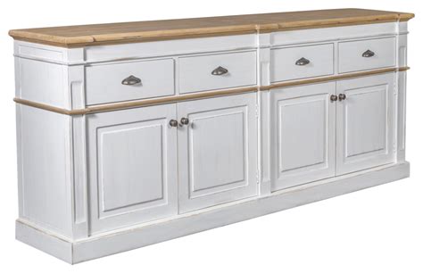 Asbury Rustic Wood 90" 4 Door 4 Drawer Sideboard, White - Farmhouse ...