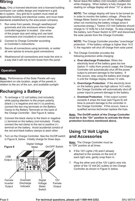 Harbor Freight 45 Watt Solar Panel Kit Product Manual