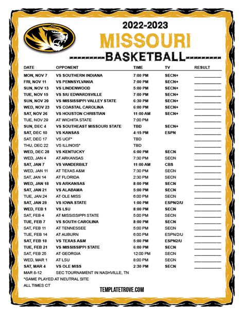 Missouri Tigers Football Schedule 2024 - Ddene Esmaria