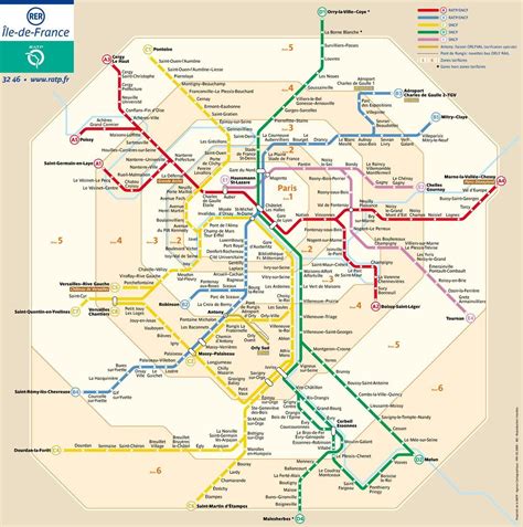 Paris metro zone map - Paris zone map metro (Île-de-France - France)