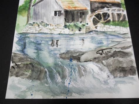 Water Mill Painting Original Watercolor, 5.5 by 8.5 Inches, Mini ...