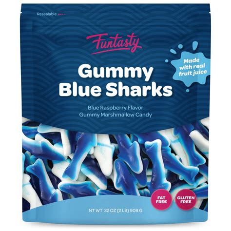 Blue Sharks Gummy Candy, Blue Raspberry Flavor, 2-Pound Bag, 44% OFF