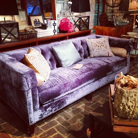 Living Room Purple Velvet Couch - loveyourlife-s