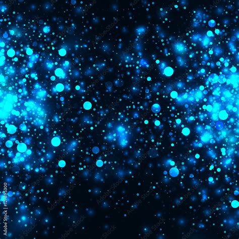 Vector blue glowing light glitter abstract background. Magic glow light ...