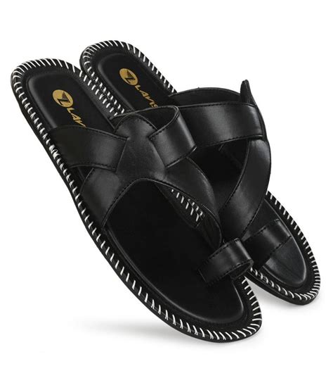 Lavista Black Leather Slippers Price in India- Buy Lavista Black ...