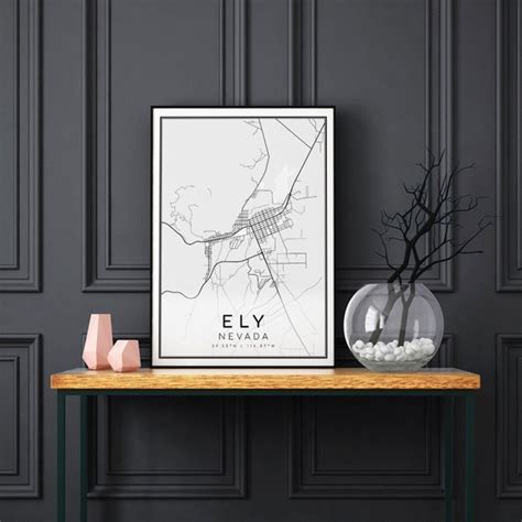 ELY City Map Nevada NV Wall Map Poster Engagement Map Art - Etsy