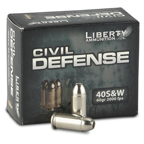 Liberty Civil Defense, .40 S&W, HP, 60 Grain, 20 Rounds - 609521, .40 S ...