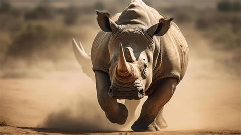 Premium AI Image | a rhinoceros running in the dirt