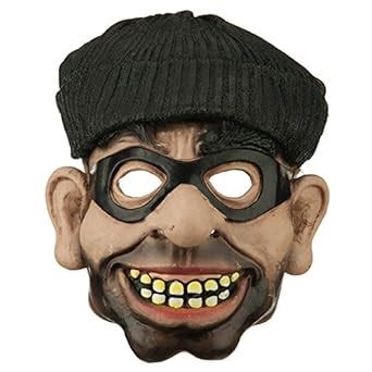 Amazon.com: PVC Robber Burglar Mask - Black OSFM: Clothing