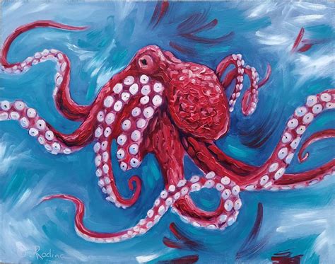 Octopus painting Original Giant Pacific octopus oil painting | Etsy