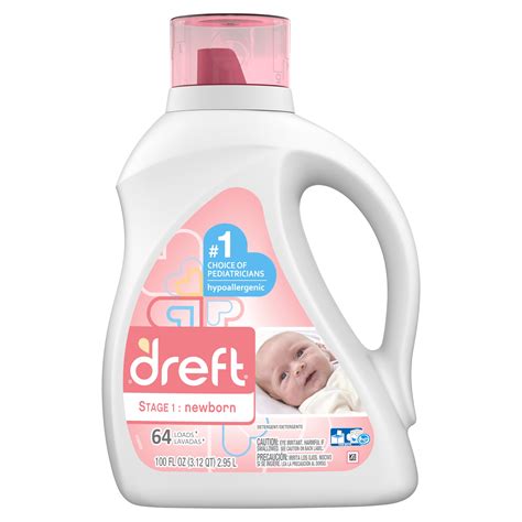 Dreft Newborn 64 Loads Baby Liquid Laundry Detergent, 100 fl oz ...